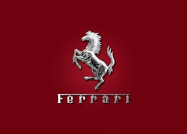 trademark horse logo of Ferrari on top of its word mark