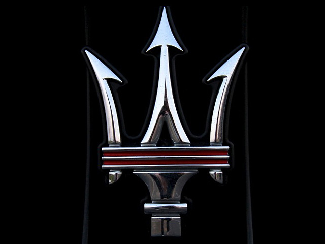 3D logo of Maserati, luxury car manufacturer