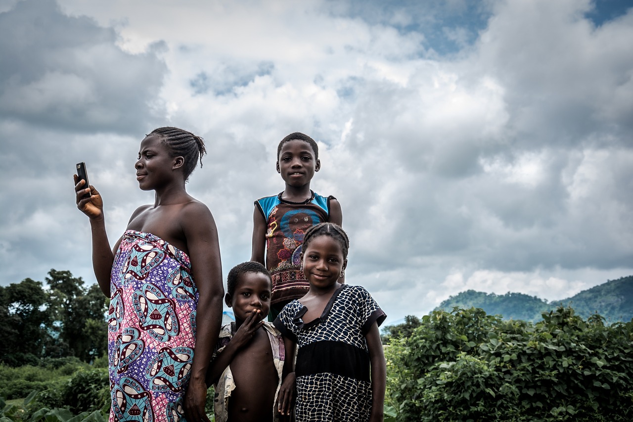 Nigerian woman and three children